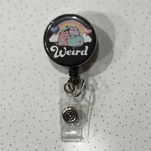 Weird Pusheen Taemibiz Retractable Clip On Badge Holder