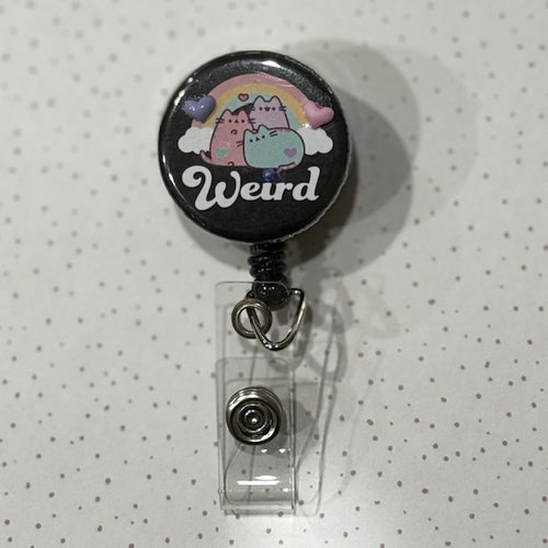 Weird Pusheen Taemibiz Retractable Clip On Badge Holder